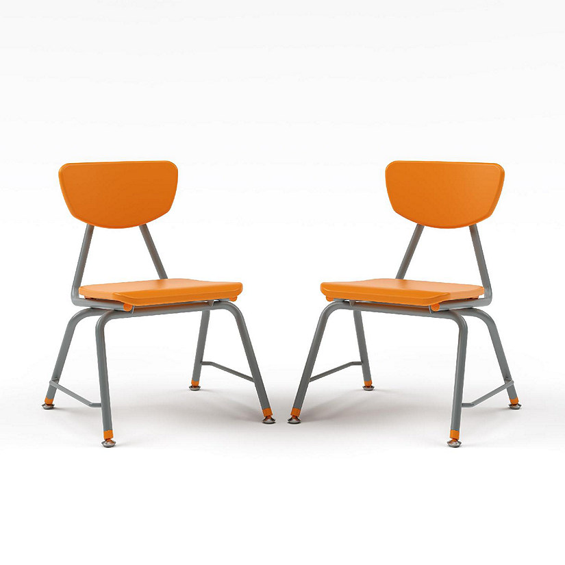 Tot Mate Versa Kids Chairs, Set of 2, Stackable, Student Chair Classroom Seating for School, Office, Dorms, Reception, Waiting Rooms (18" Seat Height, Orange) Image