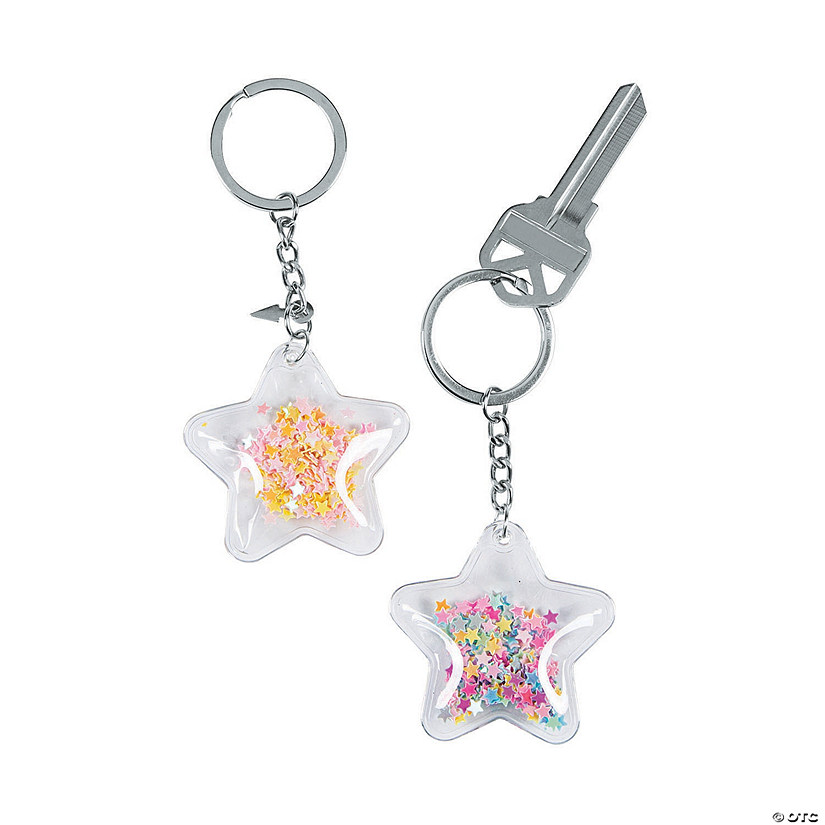 Transparent Confetti Star Keychains - 12 Pc. Image