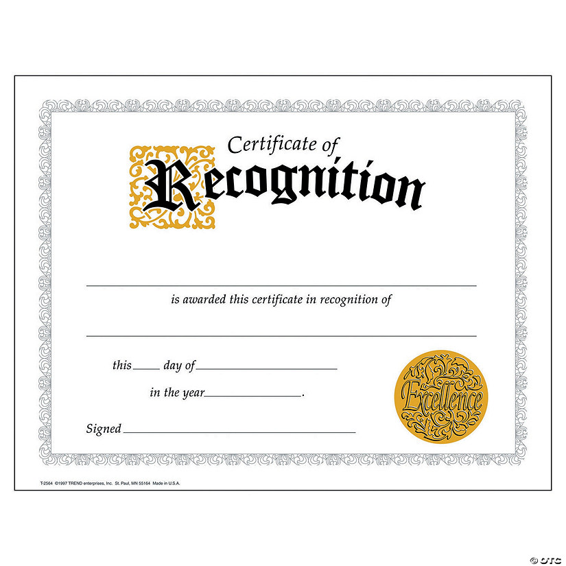 TREND (6 Pk) Certificate Of Recognition Image