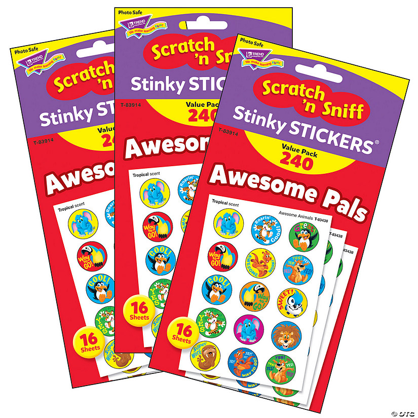 TREND Awesome Pals Stinky Stickers Value Pack, 240 Per Pack, 3 Packs Image