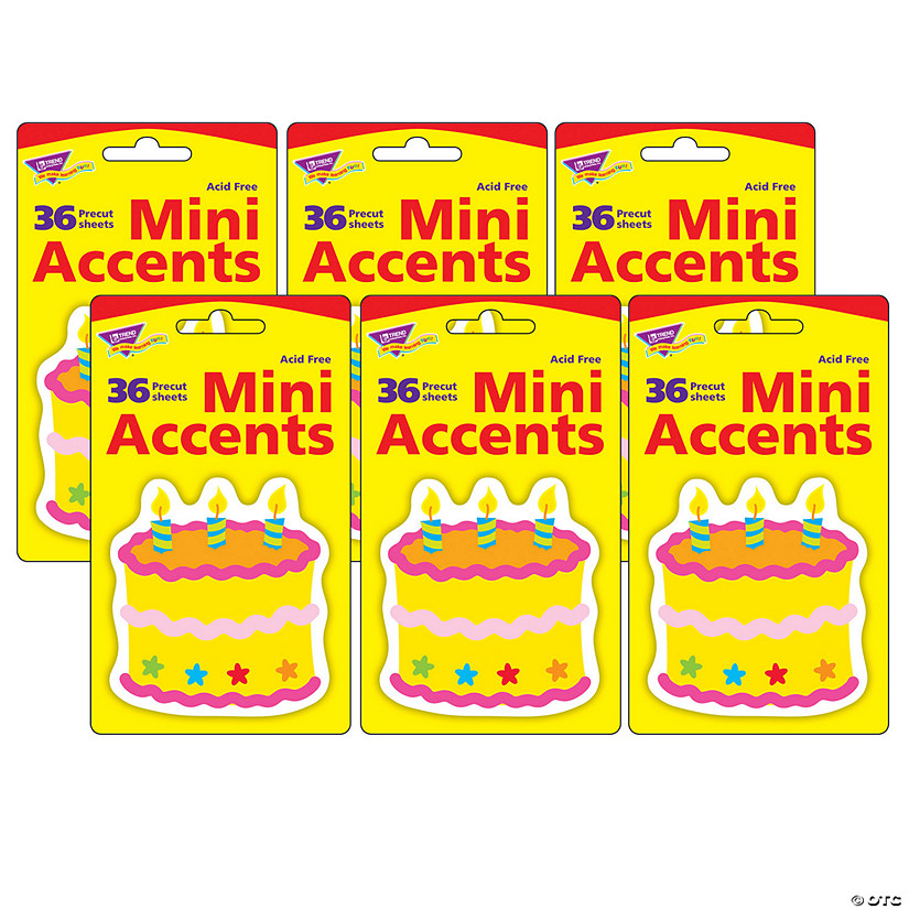 TREND Birthday Cake Mini Accents, 36 Per Pack, 6 Packs Image