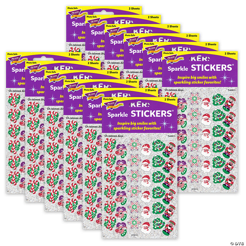 TREND Christmas Joys Sparkle Stickers, 72 Per Pack, 12 Packs Image