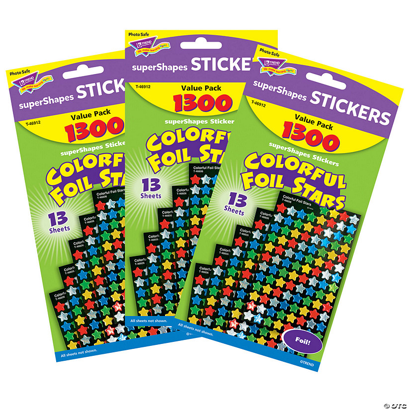 TREND Colorful Foil Stars superShapes Value Pack, 1300 Per Pack, 3 Packs Image