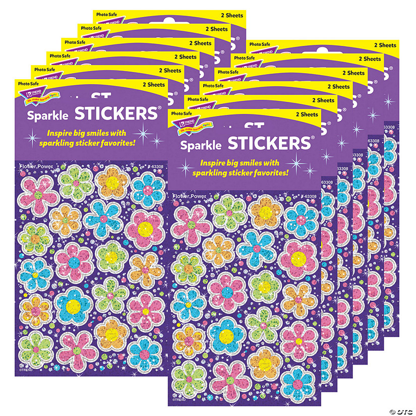 TREND Flower Power Sparkle Stickers-Large, 40 Per Pack, 12 Packs Image