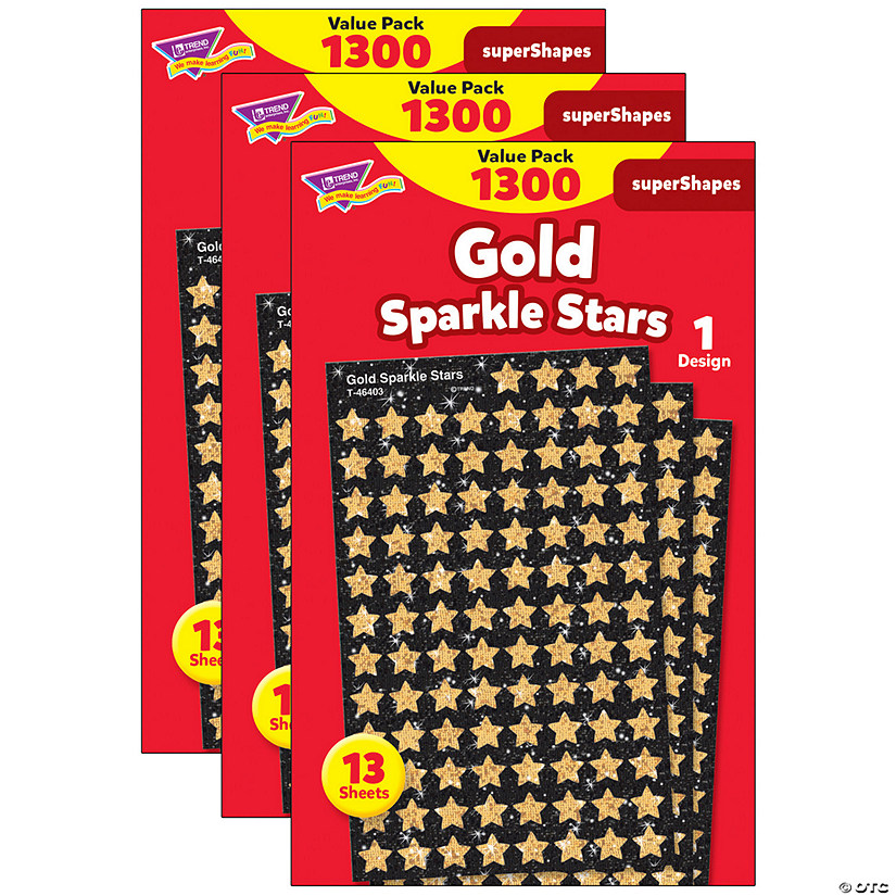 TREND Gold Sparkle Stars superShapes Value Pack, 1300 Per Pack, 3 Packs Image