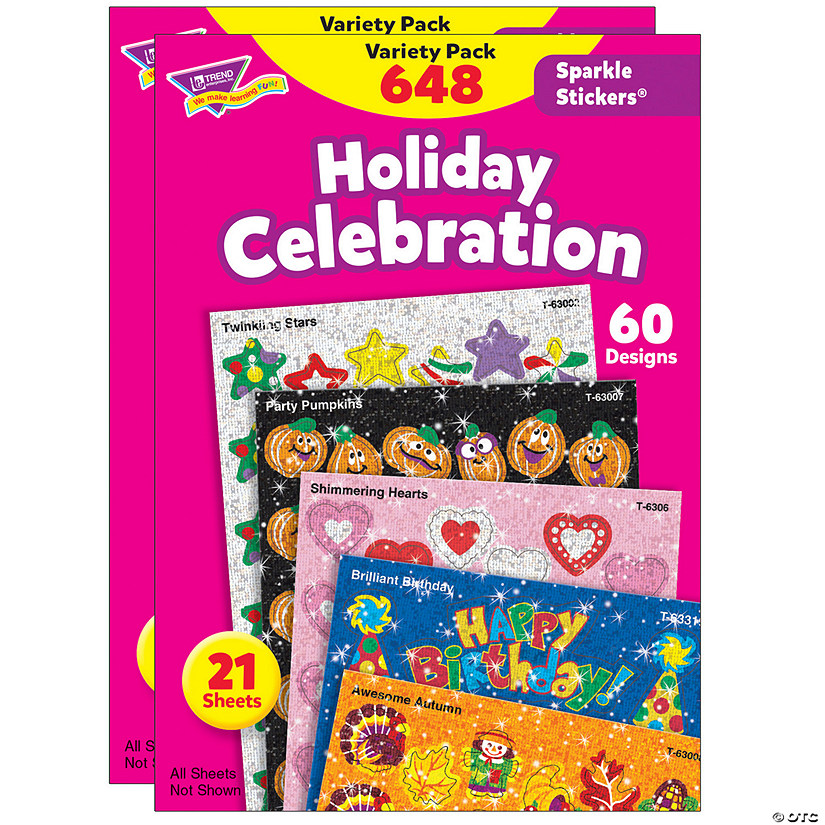 TREND Holiday Celebration Sparkle Stickers Variety Pack, 648 Per Pack, 2 Packs Image