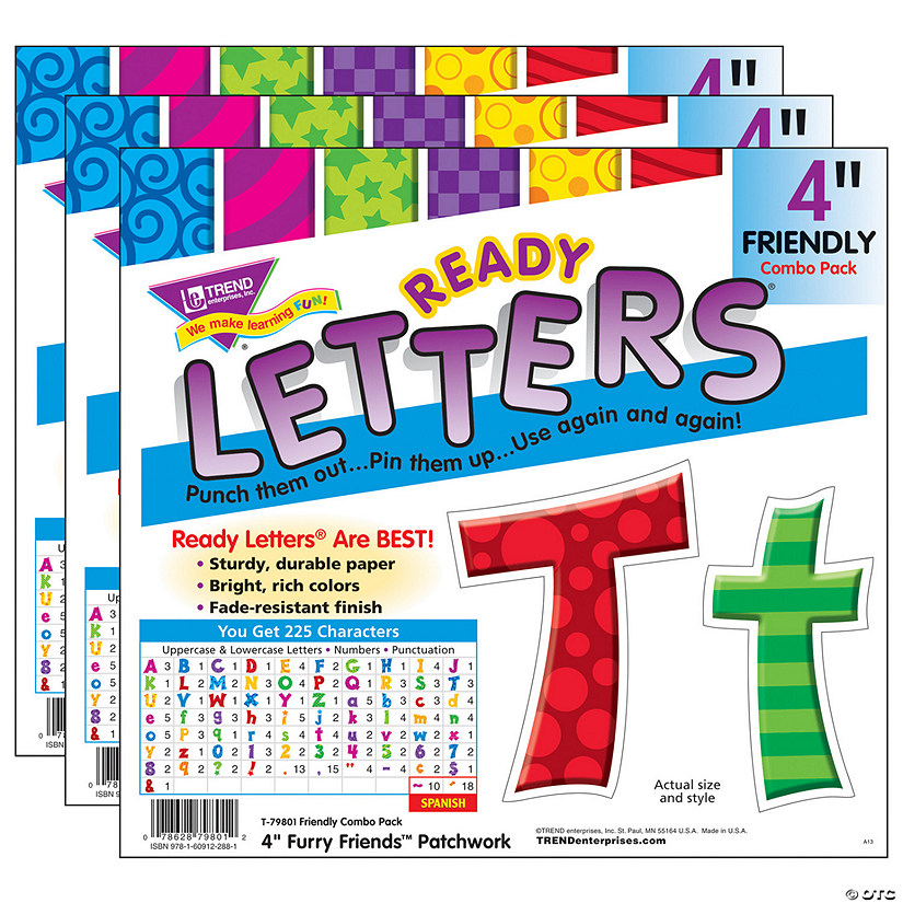 TREND Patchwork FF 4" Friendly Combo Ready Letters, 3 Packs Image