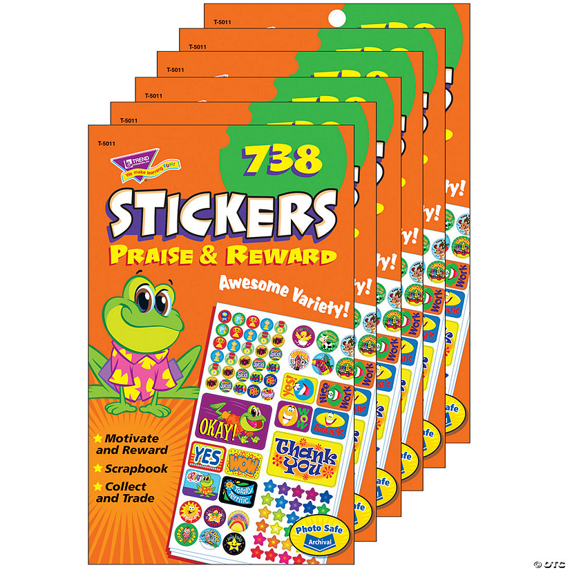 TREND Praise & Reward Sticker Pad, 738 Sticker Per Pad, Pack of 6 Image