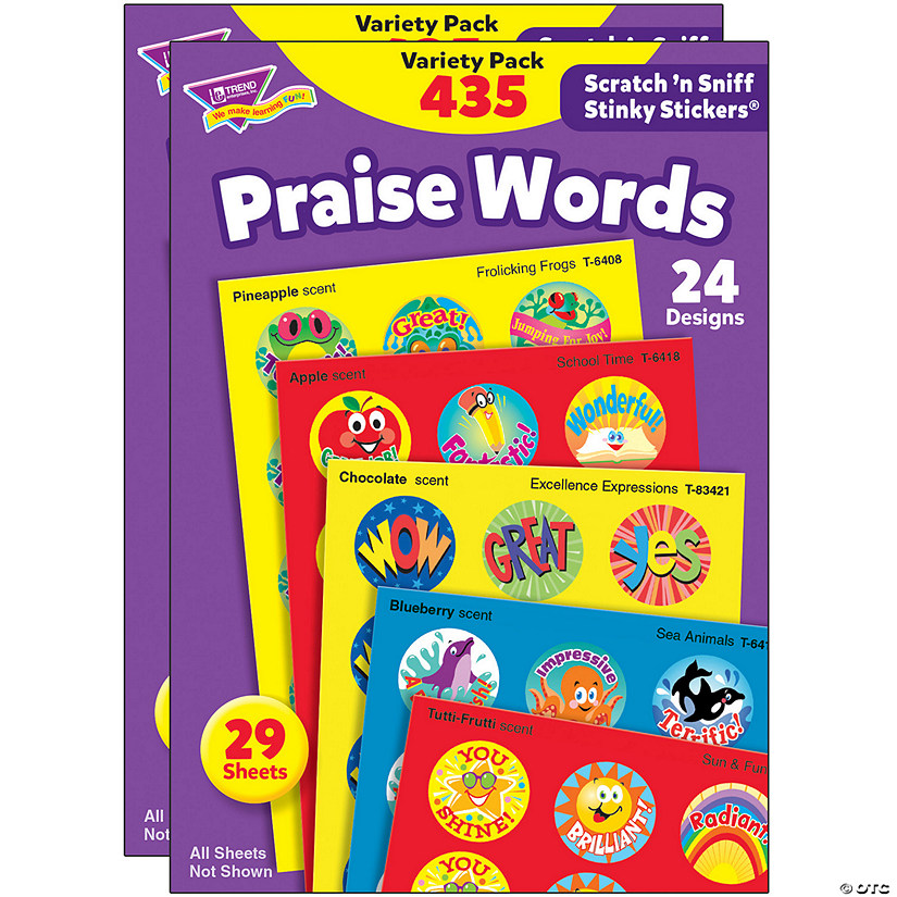 TREND Praise Words Stinky Stickers Variety Pack, 435 Per Pack, 2 Packs Image