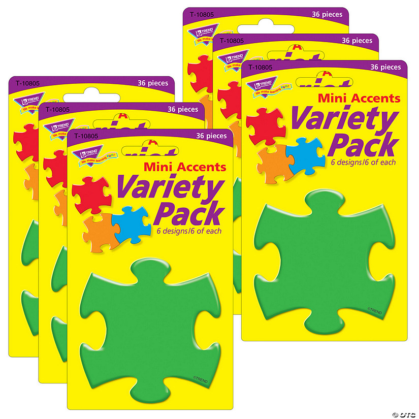 TREND Puzzle Pieces Mini Accents Variety Pack, 36 Per Pack, 6 Packs Image