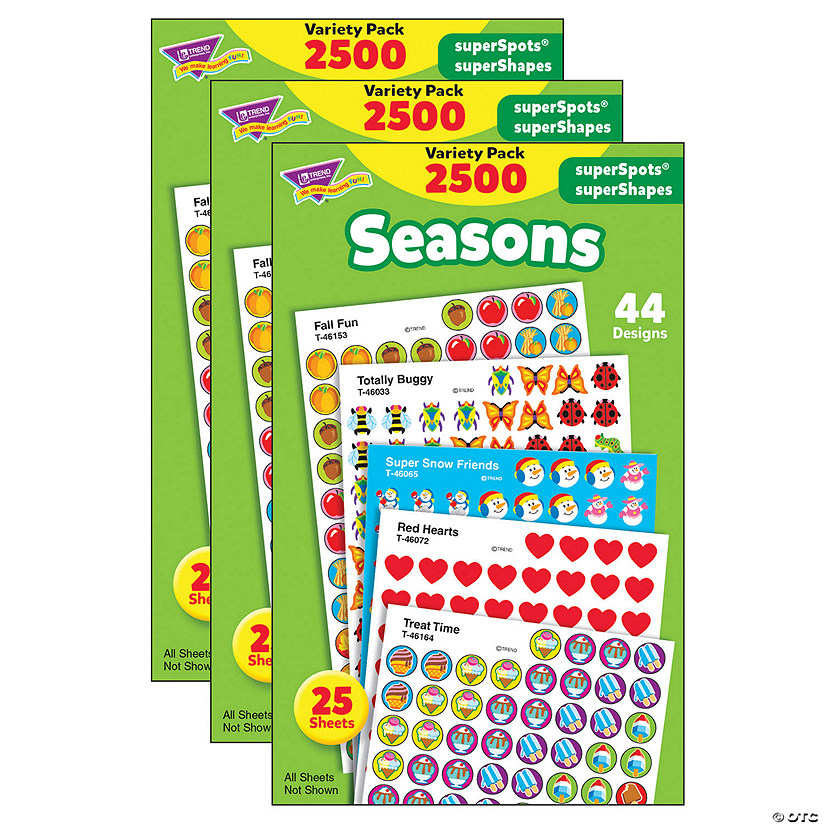 TREND Seasons superSpots/superShapes Variety Pack, 2500 Per Pack, 3 Packs Image