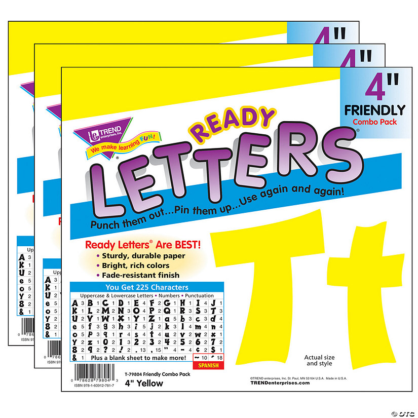TREND Yellow 4" Friendly Combo Ready Letters, 3 Packs Image