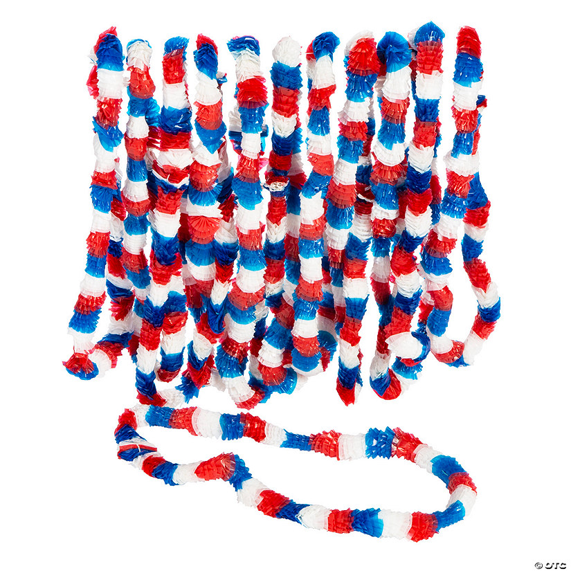 Tri-Color Patriotic Plastic Leis - 12 Pc. Image