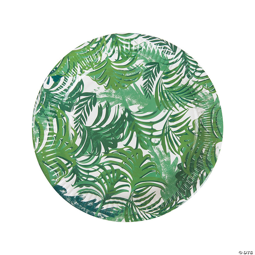 Tropical Leaves Paper Dinner Plates - 12 Ct. Image