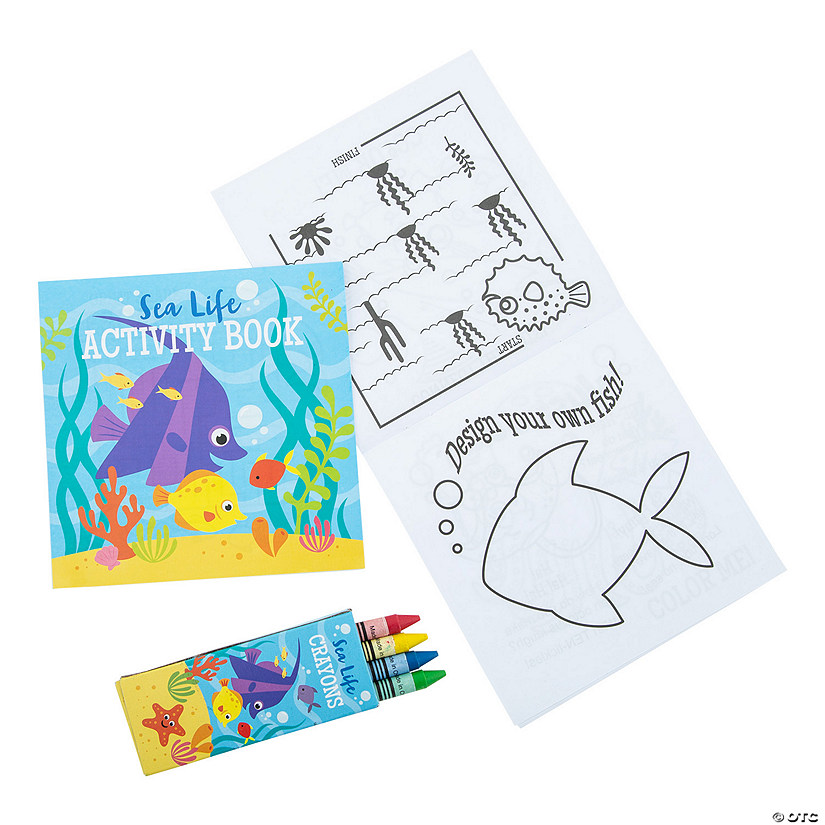 Tropical Sea Life Activity Books with Crayons - 12 Pc. Image