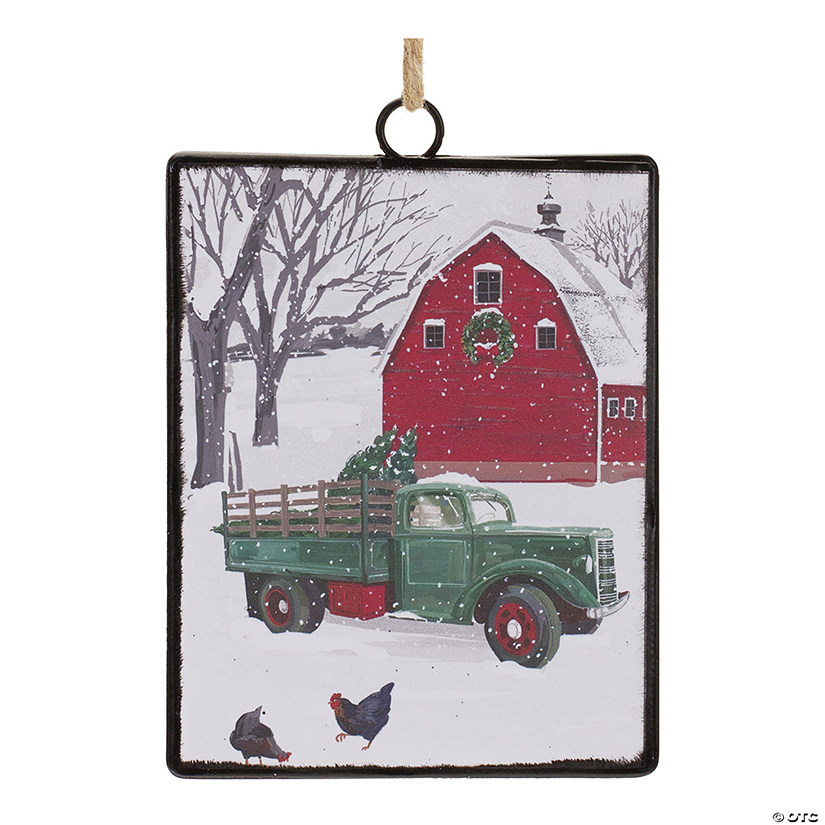 Truck And Barn Ornament (Set Of 12) 6.25"H Metal Image