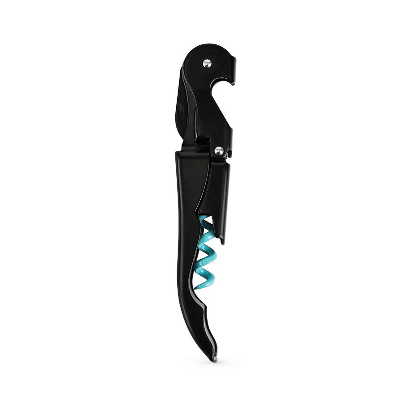 Truetap&#8482;: Double-Hinged Corkscrew in Matte Black with Blue W Image