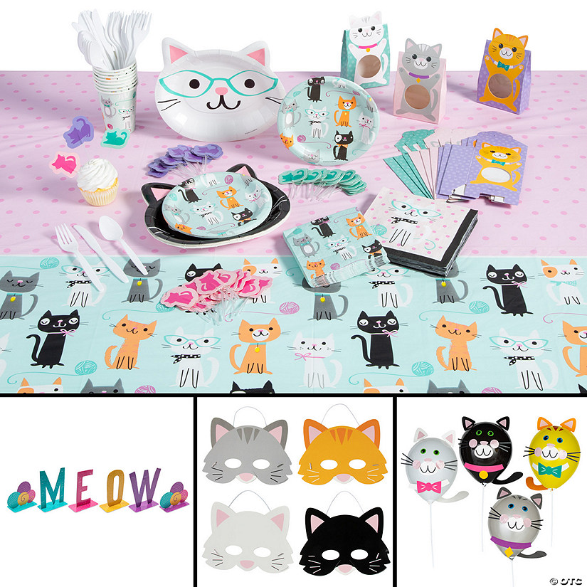 Ultimate Cat Party Tableware Kit for 8 Guests Image
