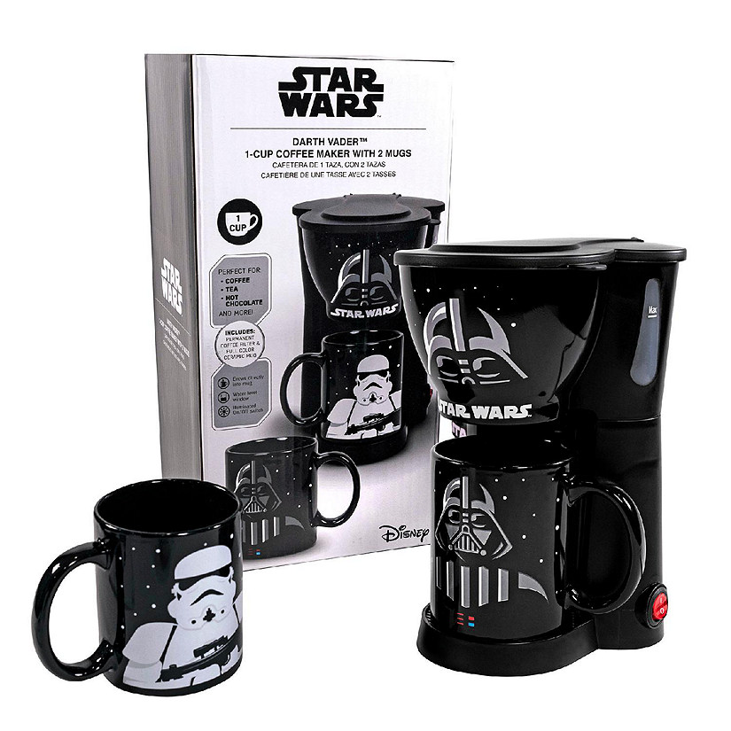 Uncanny Brands Star Wars Darth Vader Coffee Maker Gift Set with 2 Mugs Image