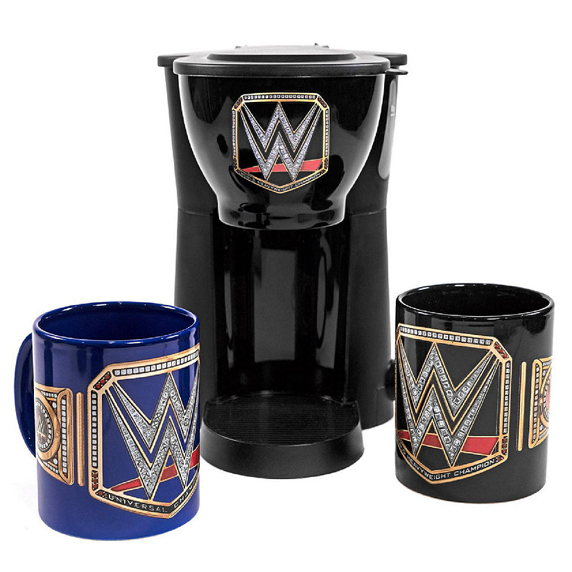 Uncanny Brands WWE Single Cup Coffee Maker Gift Set with 2 Mugs Image