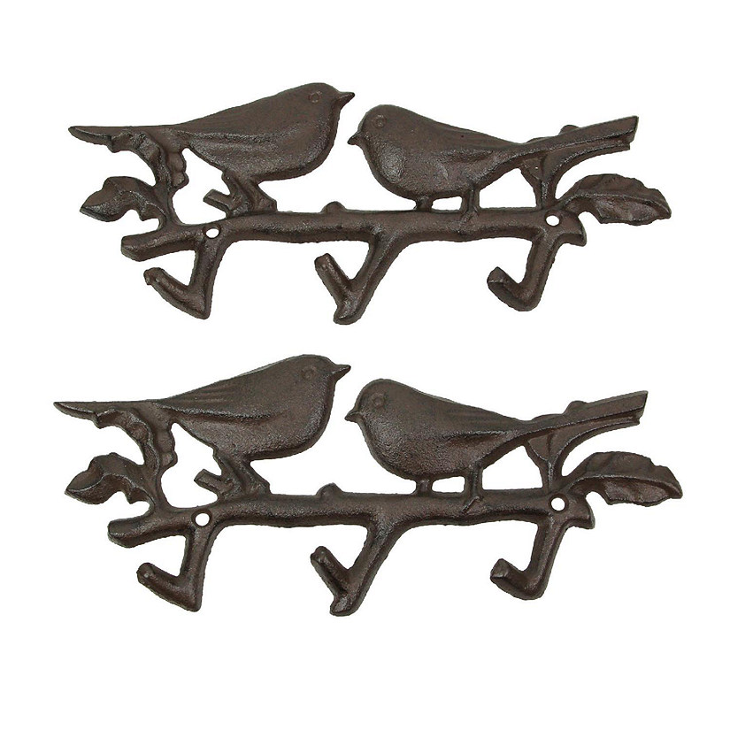 Upper Deck Set of 2 Cast Iron Birds Coat Hook Wall Rack Decorative Towel Key Hat Hangers Image
