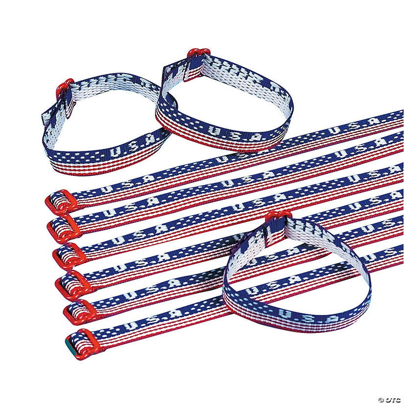 "USA" Woven Friendship Bracelets - 12 Pc. Image