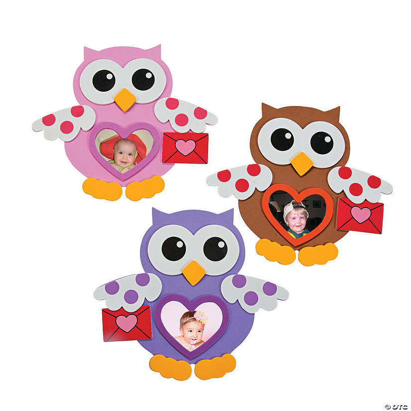 Valentine Owl Picture Frame Magnet Craft Kit - Makes 12 Image