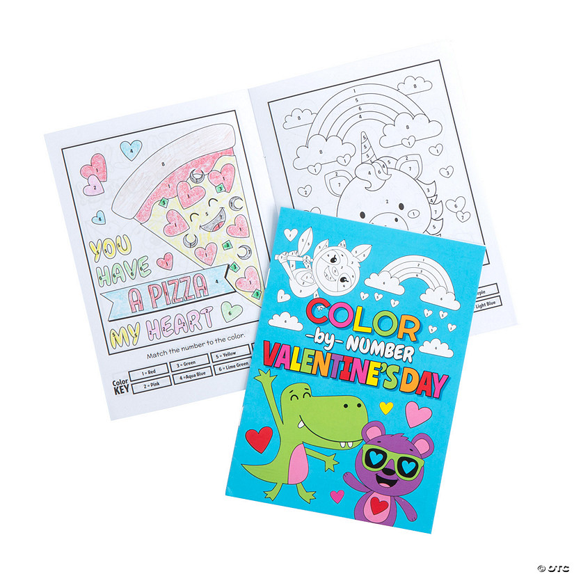 Valentine&#8217;s Day Color by Number Activity Books - 24 Pc. Image