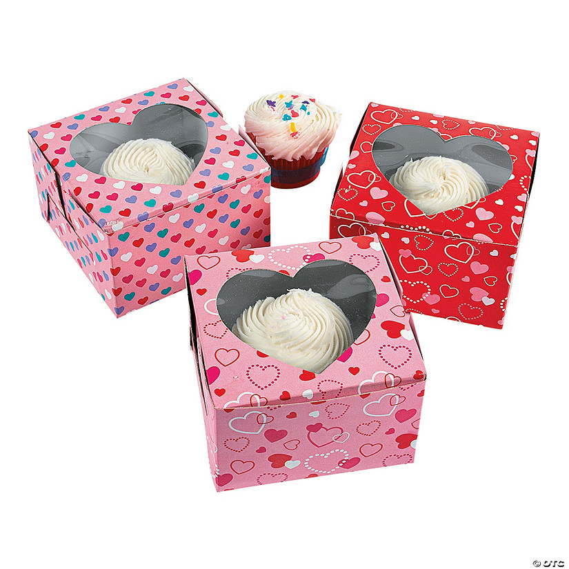 Valentine&#8217;s Day Cupcake Boxes - 12 Pc. Image