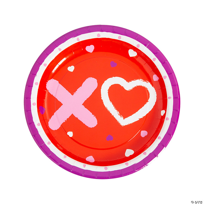 Valentine&#8217;s Day XOXO Hearts Paper Dinner Plates - 8 Ct. Image