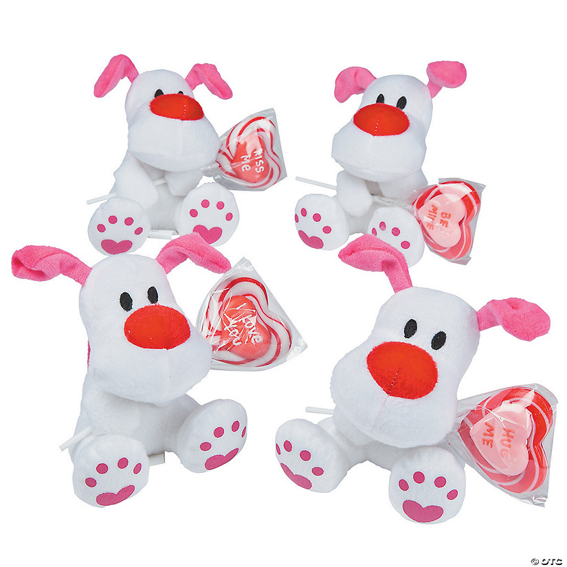 Valentine Stuffed Dogs with Lollipops Image