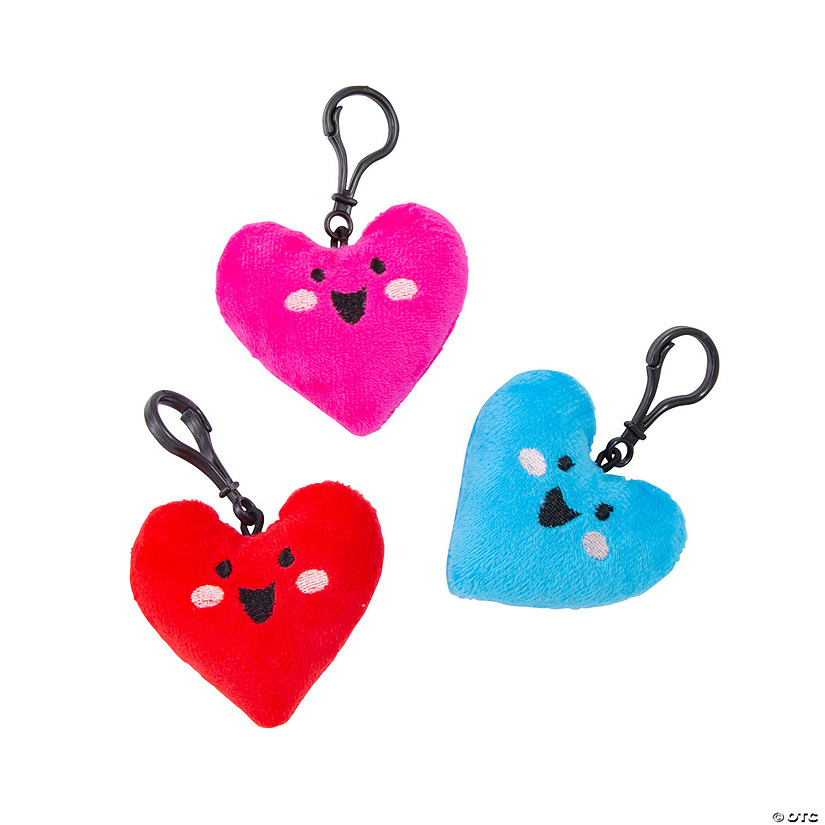 Valentine Stuffed Heart Backpack Clip Keychains - 12 Pc. Image
