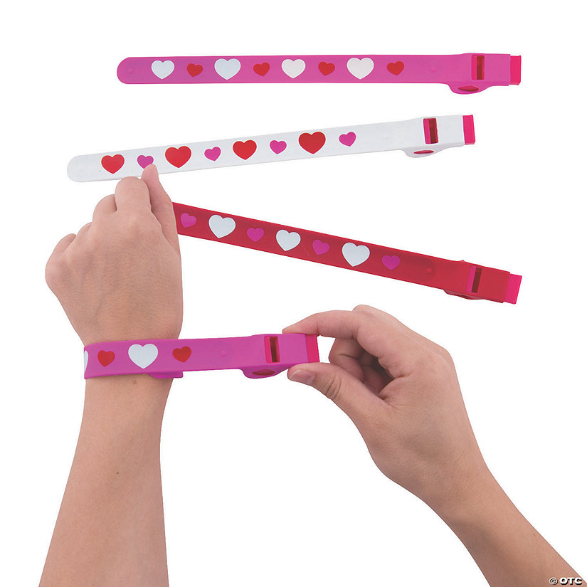 Valentine Whistle Slap Bracelets - 12 Pc. Image