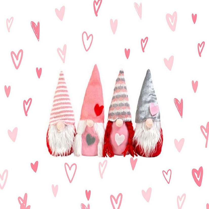 Valentines Day Gnomes Decor Weighted 10" Tall Set of 4 Image