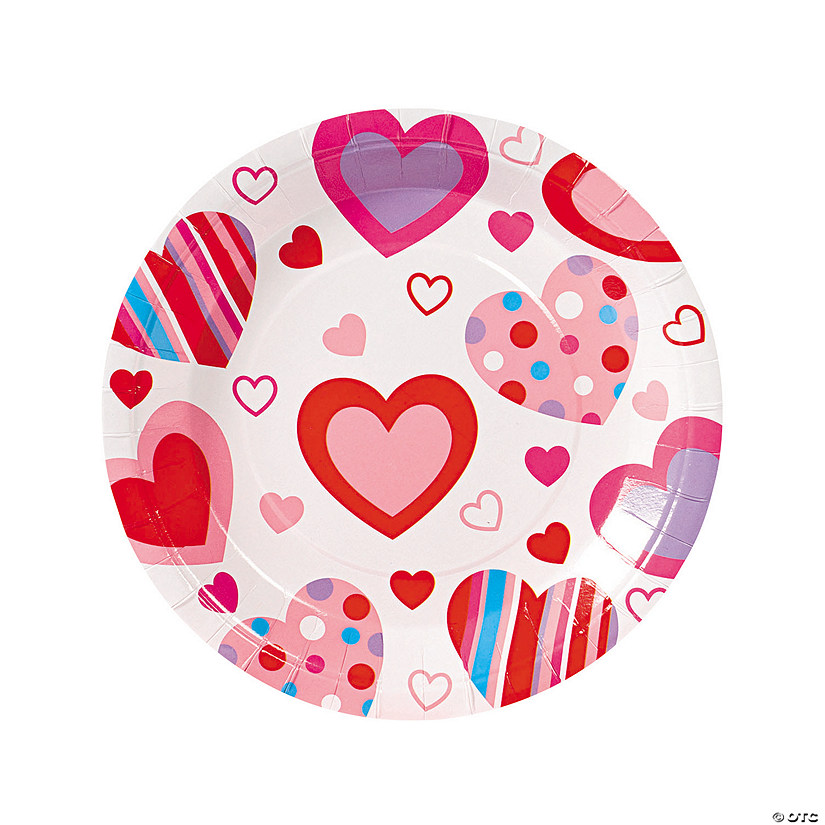 Valentine's Day Party Hearts Paper Dinner Plates - 25 Ct. Image