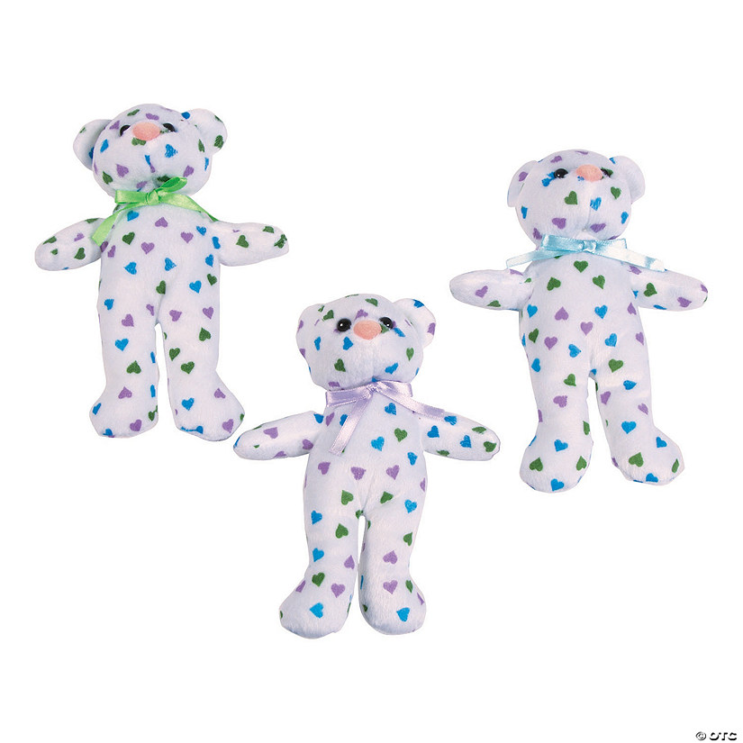 Valentine's Day Pastel Hearts Stuffed Teddy Bears - 12 Pc. Image