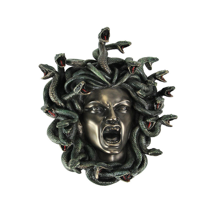 Veronese Design Head of Medusa the Greek Gorgon Serpent Bronze Finish Wall Sculpture Image