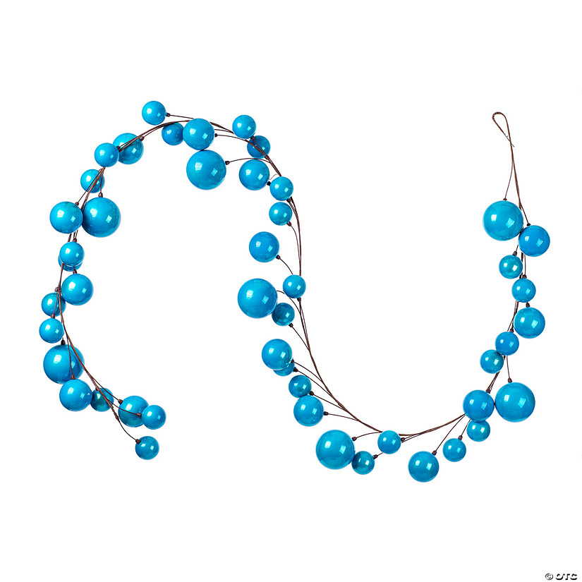 Vickerman 10' Turquoise Pearl Branch Ball Wire Garland. Image