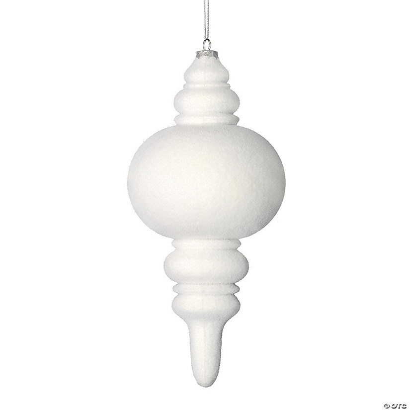 Vickerman 10" White Flocked Finial Ornament, Pack of 3 Image