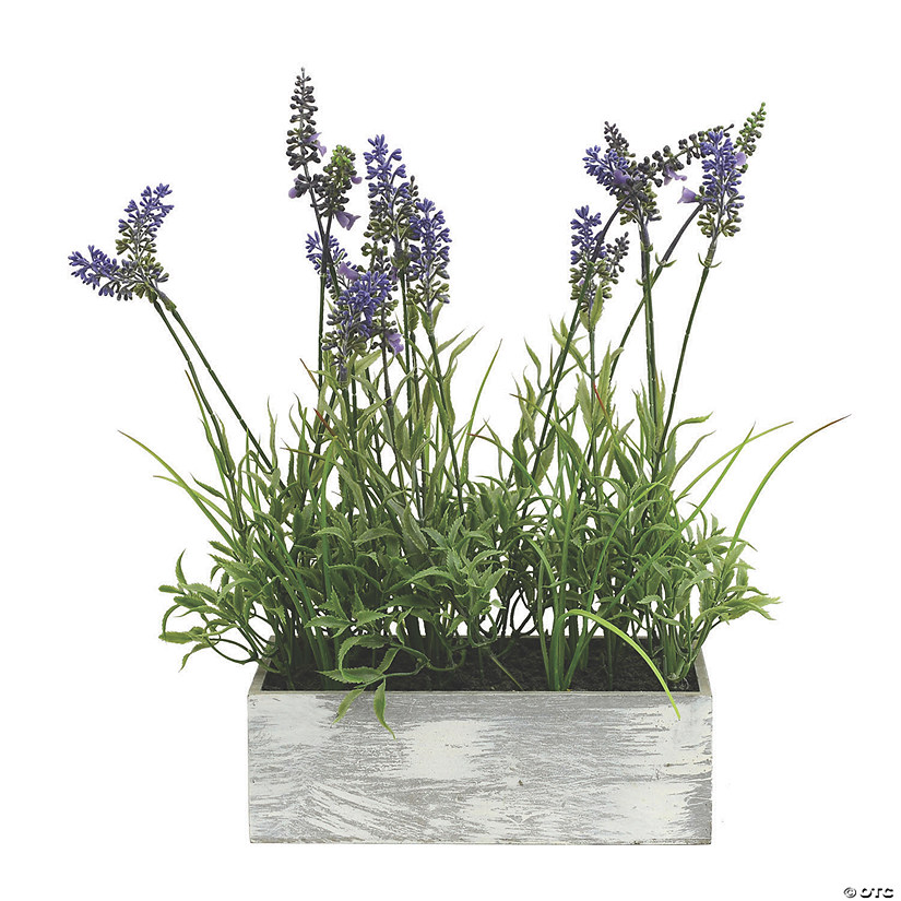 Vickerman 15" Artificial Lavender Plant in Wood Rectangle Pot Image