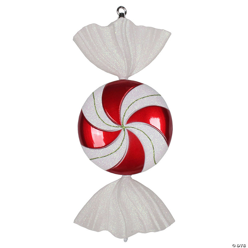 Vickerman 18.5" Red-White Flat Swirl Candy Christmas Ornament Image