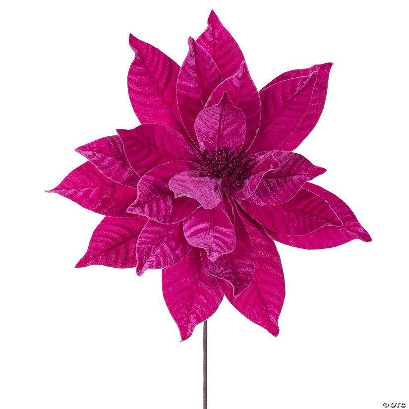 Vickerman 21.5" Hot Pink Poinsettia Stem, includes 2 pieces per bag Image
