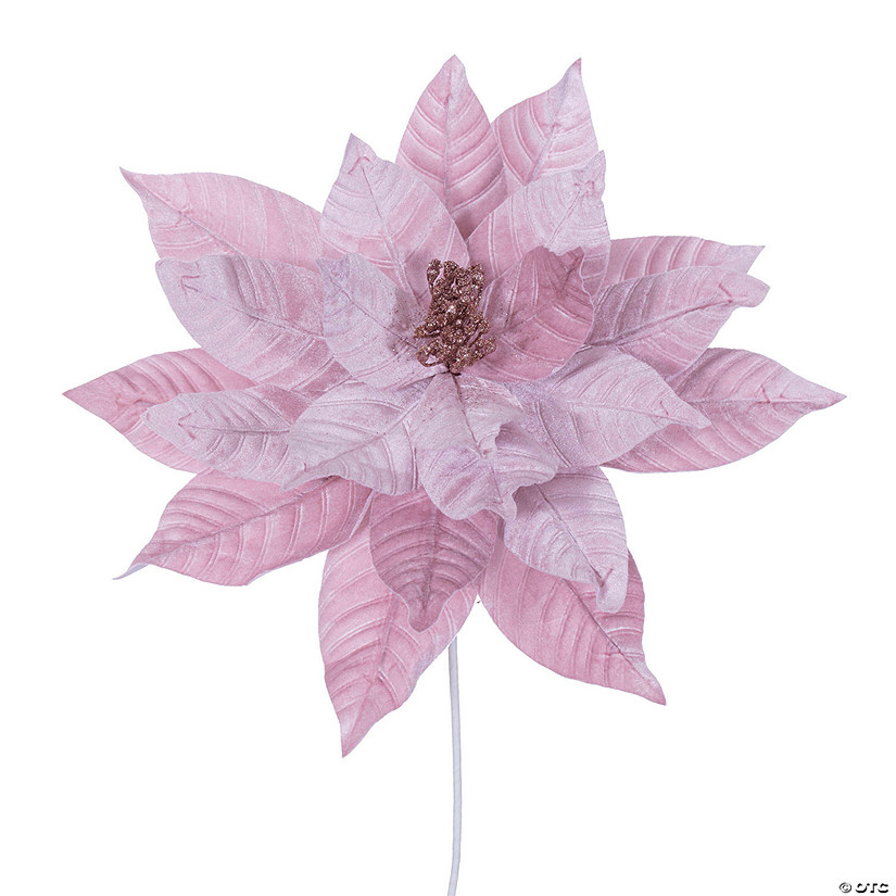 Vickerman 21.5" Pink Poinsettia Stem, includes 2 pieces per bag Image