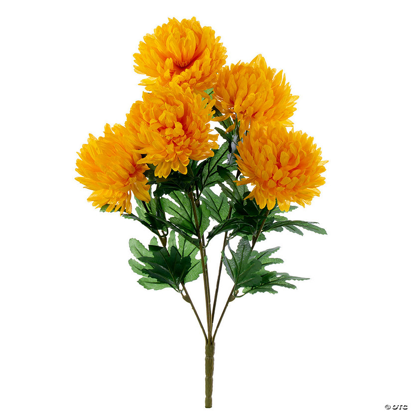 Vickerman 23" Artificial Marigold Yellow Mum Bush Image