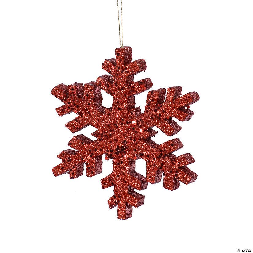 Vickerman 24" Red Glitter Snowflake Christmas Ornament Image