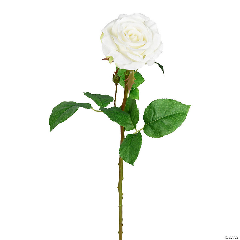 Vickerman 26" Artificial White Rose Stem, 6 per Bag Image