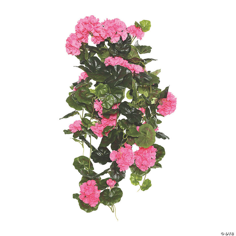 Vickerman 29" Pink Polyester Geranium Hanging Bush Image