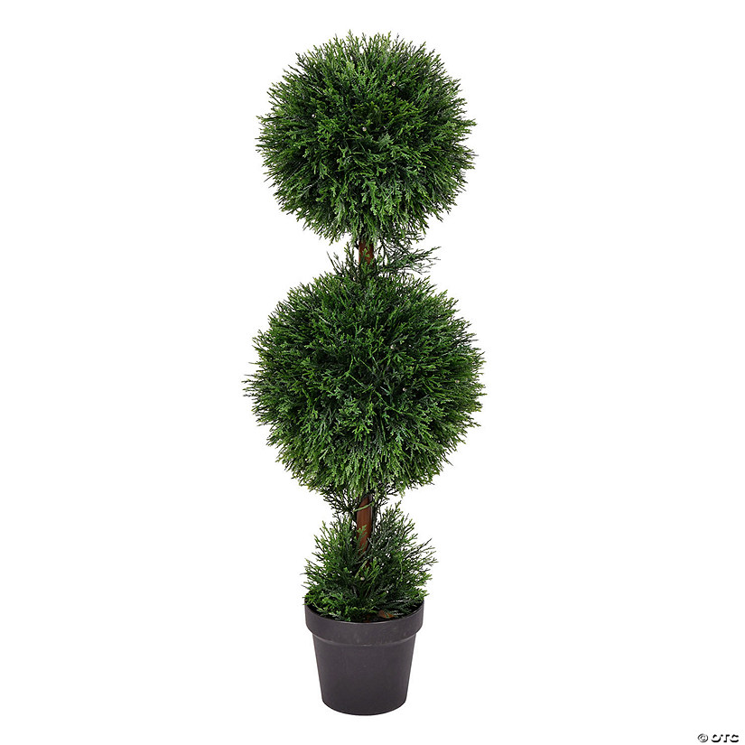 Vickerman 3' Artificial Double Ball Green Cedar Topiary Image
