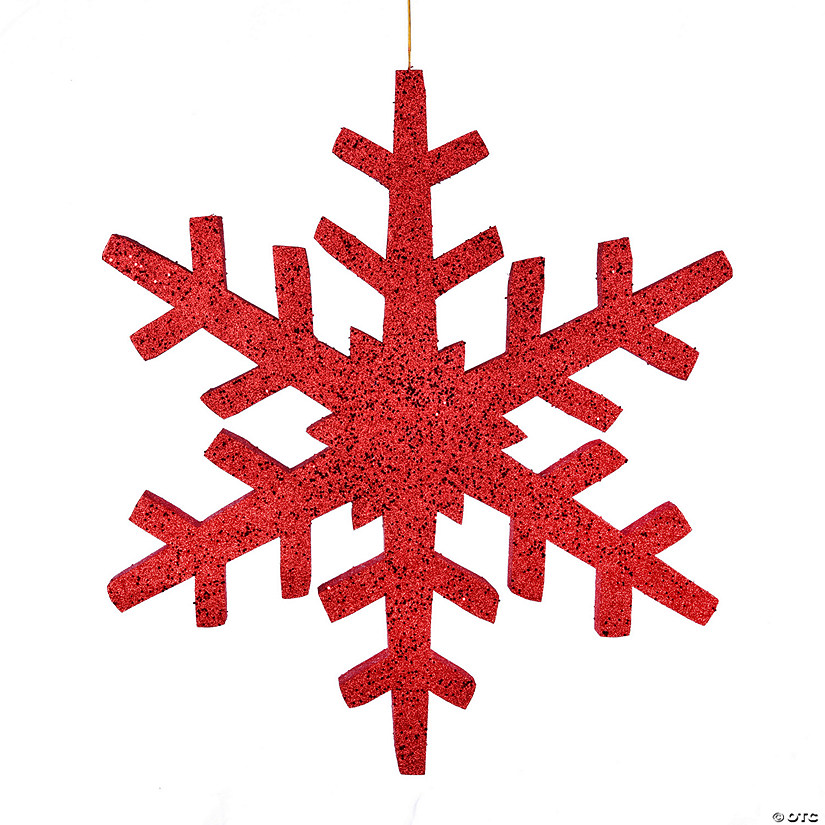 Vickerman 30" Red Glitter Snowflake Christmas Ornament Image