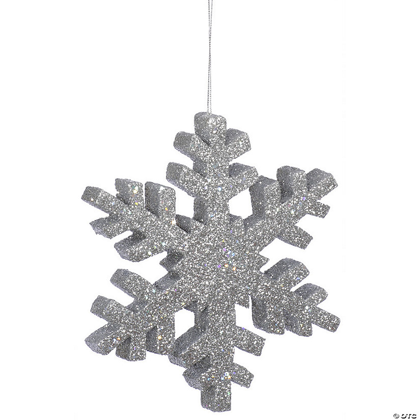 Vickerman 30" Silver Glitter Snowflake Christmas Ornament Image
